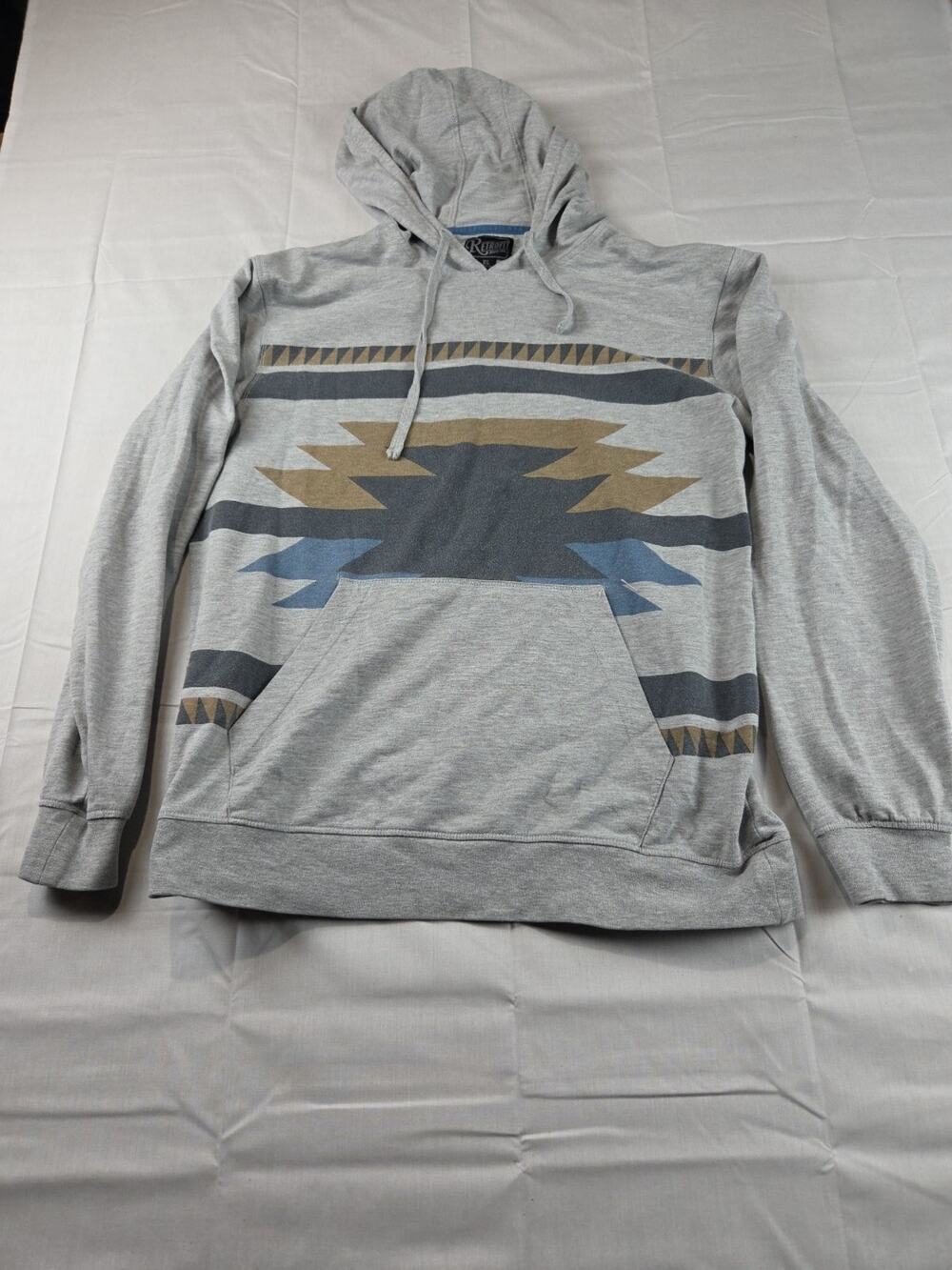 Retrofit Men's Pullover Hoodie Size XL Graphic Geometric Print Lightweight Gray